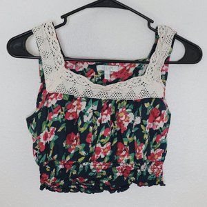 Delias Floral Crop Top Lace Size Small